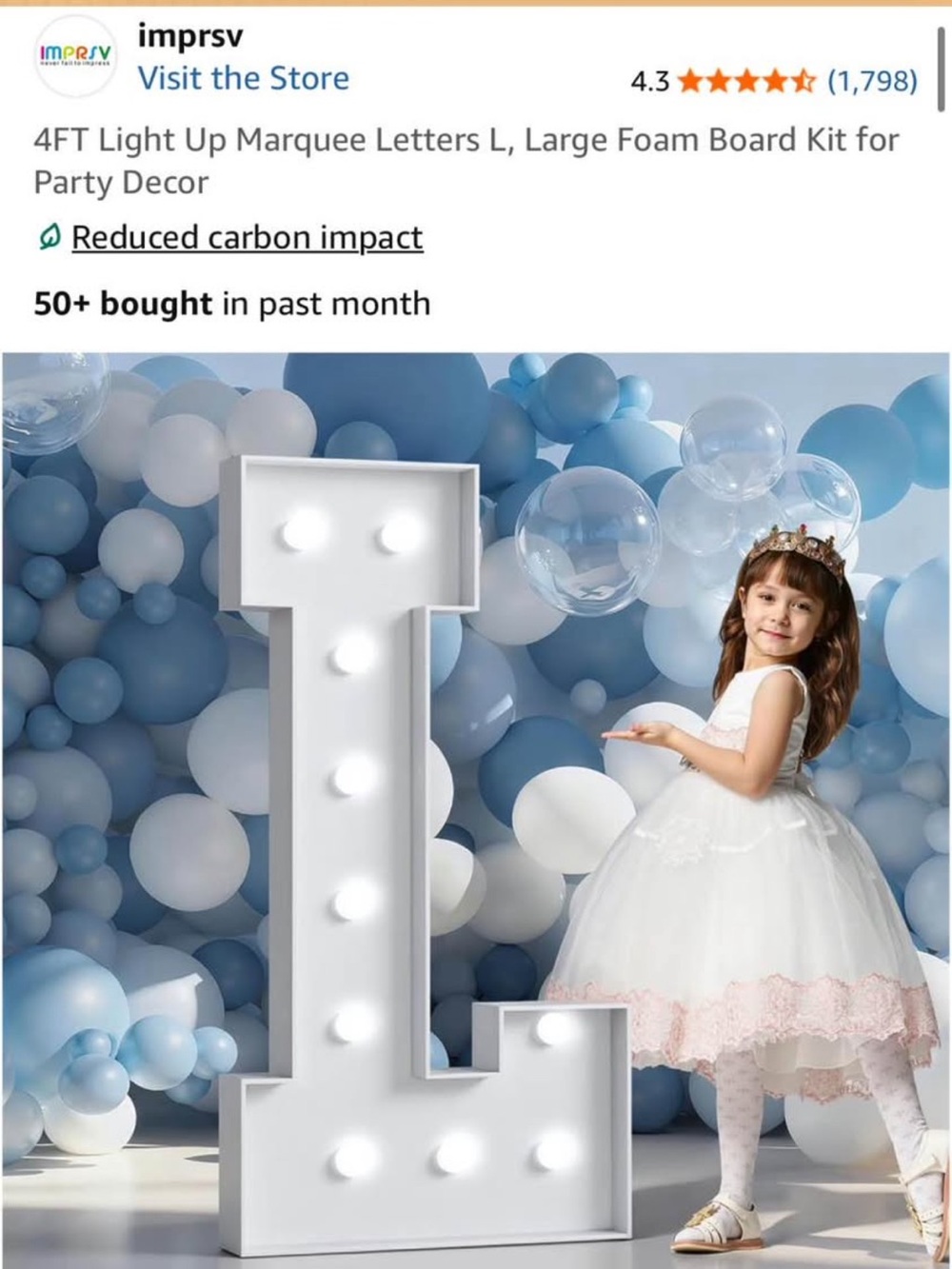 White Light-Up Marquee Letter L – Kids Party Decor